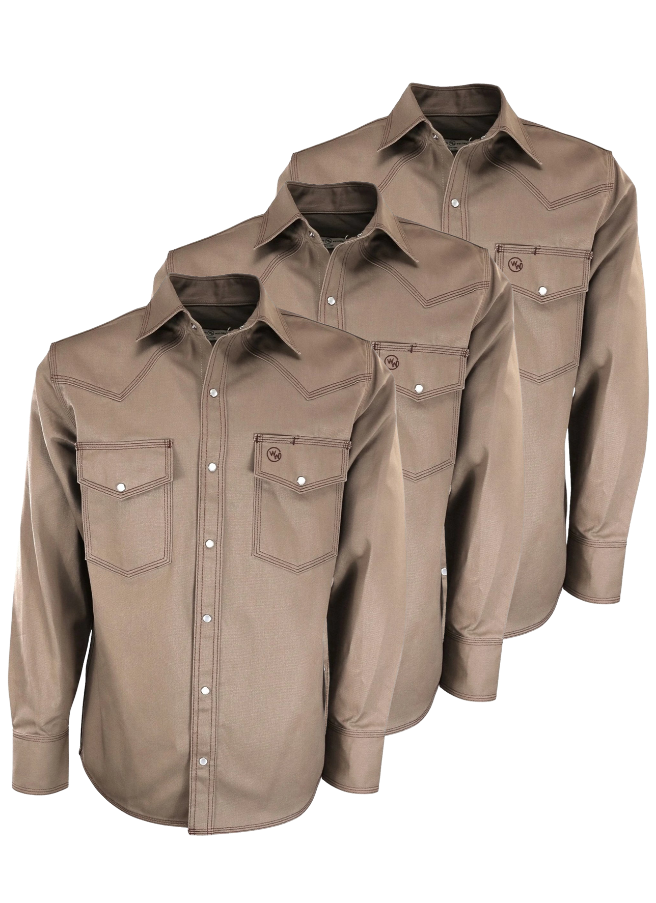 3-Pack Western Yoke Triple Stitched Cotton Twill Welding Shirts (Non FR) - Western Welder Outfitting