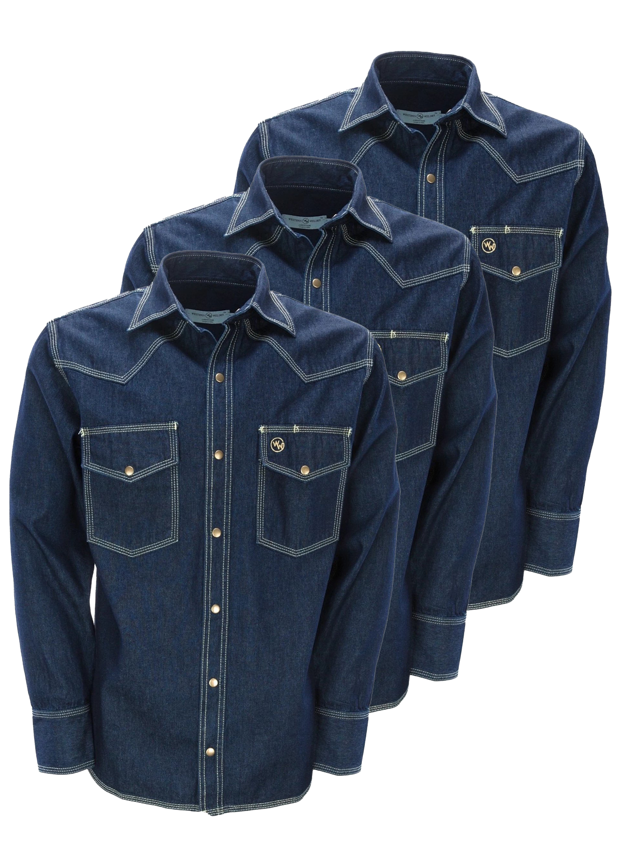 3-Pack Western Yoke Triple Stitched Cotton Twill Welding Shirts (Non FR)